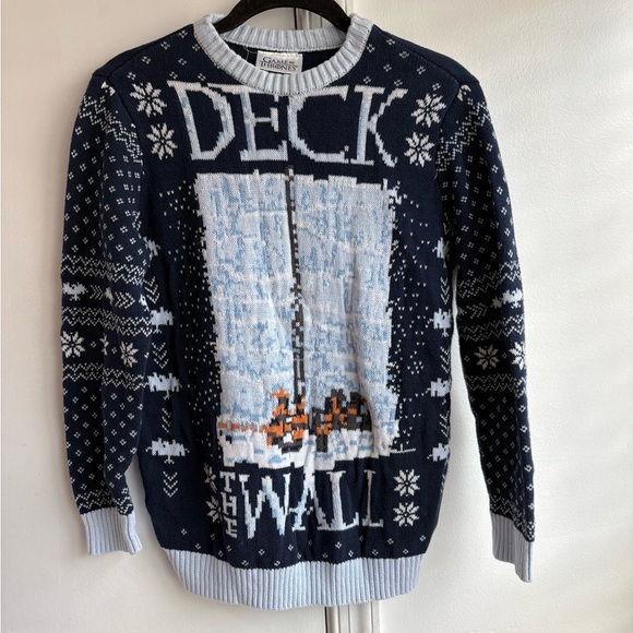 Game of Thrones “Deck The Wall” Ugly Christmas Knit Sweater Navy Size  Small - Picture 1 of 4